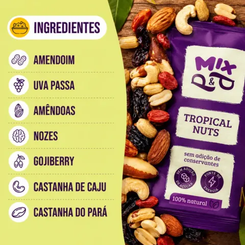 Ingredientes do Mix Tropical Nuts